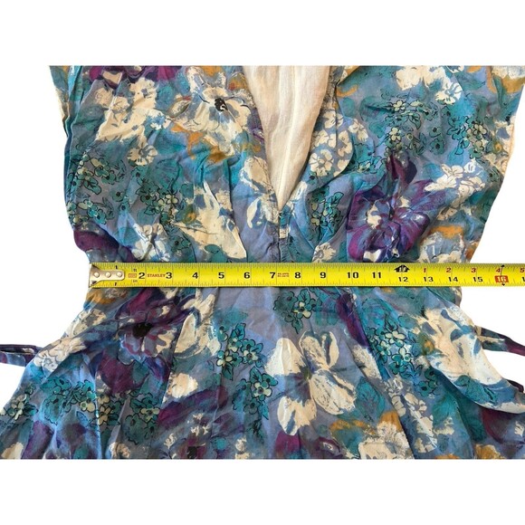 Free People Freddy Floral Print Tie‎ Front Mini Dress In NightC Sz XS Petite - Picture 12 of 12